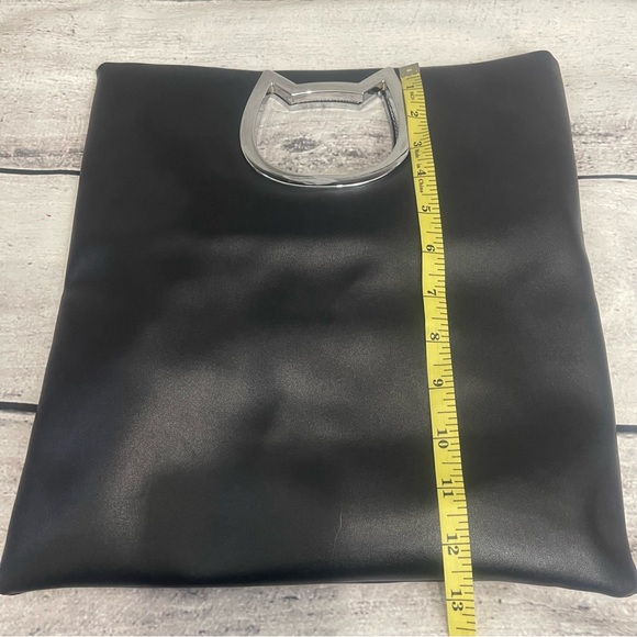 NWOT BLACK PU LEATHER CAT TOTE OR CROSSBODY - Picture 3 of 10